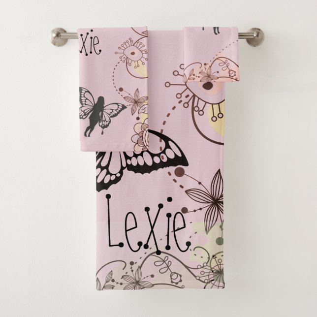 Floral Fantasy Fairies Personalised Bath Towel Set (Insitu)
