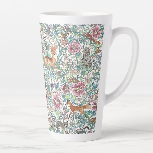 Floral Fantasy Forest Animals Woodland Tapestry Latte Mug (Right)
