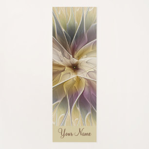 Floral Fantasy Gold Aubergine Abstract Flower Name Yoga Mat