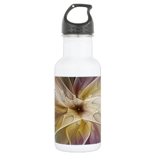 Floral Fantasy Gold Aubergine Abstract Fractal Art 532 Ml Water Bottle