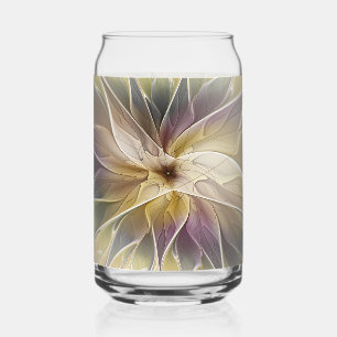 Floral Fantasy Gold Aubergine Abstract Fractal Art Can Glass