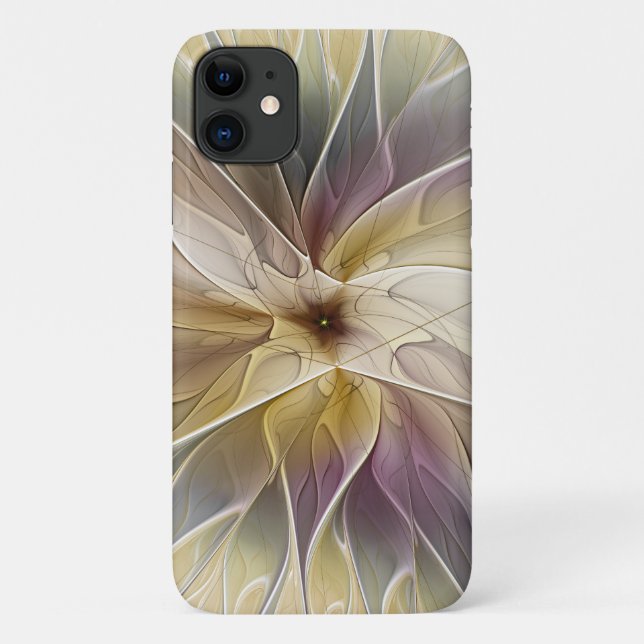 Floral Fantasy Gold Aubergine Abstract Fractal Art Case-Mate iPhone Case (Back)