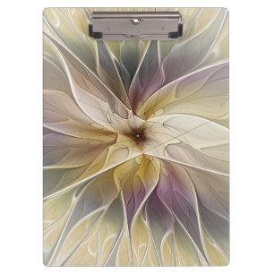 Floral Fantasy Gold Aubergine Abstract Fractal Art Clipboard