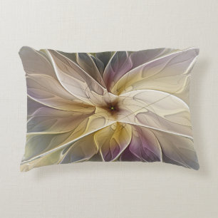Floral Fantasy Gold Aubergine Abstract Fractal Art Decorative Cushion