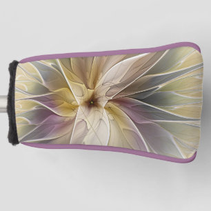 Floral Fantasy Gold Aubergine Abstract Fractal Art Golf Head Cover
