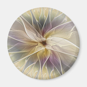 Floral Fantasy Gold Aubergine Abstract Fractal Art Magnet