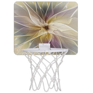 Floral Fantasy Gold Aubergine Abstract Fractal Art Mini Basketball Hoop