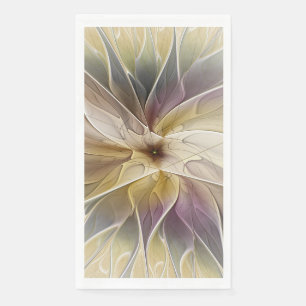 Floral Fantasy Gold Aubergine Abstract Fractal Art Napkin