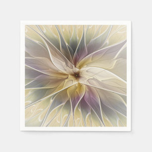 Floral Fantasy Gold Aubergine Abstract Fractal Art Napkin
