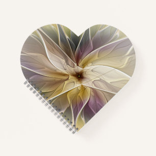 Floral Fantasy Gold Aubergine Abstract Fractal Art Notebook