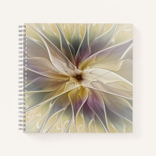 Floral Fantasy Gold Aubergine Abstract Fractal Art Notebook