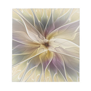Floral Fantasy Gold Aubergine Abstract Fractal Art Notepad