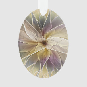Floral Fantasy Gold Aubergine Abstract Fractal Art Ornament