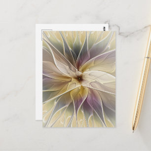 Floral Fantasy Gold Aubergine Abstract Fractal Art Postcard