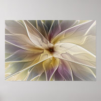 Floral Fantasy Gold Aubergine Abstract Fractal Art