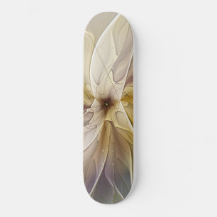 Floral Fantasy Gold Aubergine Abstract Fractal Art Skateboard