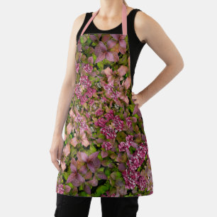 FLORAL FANTASY IN BURGUNDY, PALE-PINK AND GREEN APRON