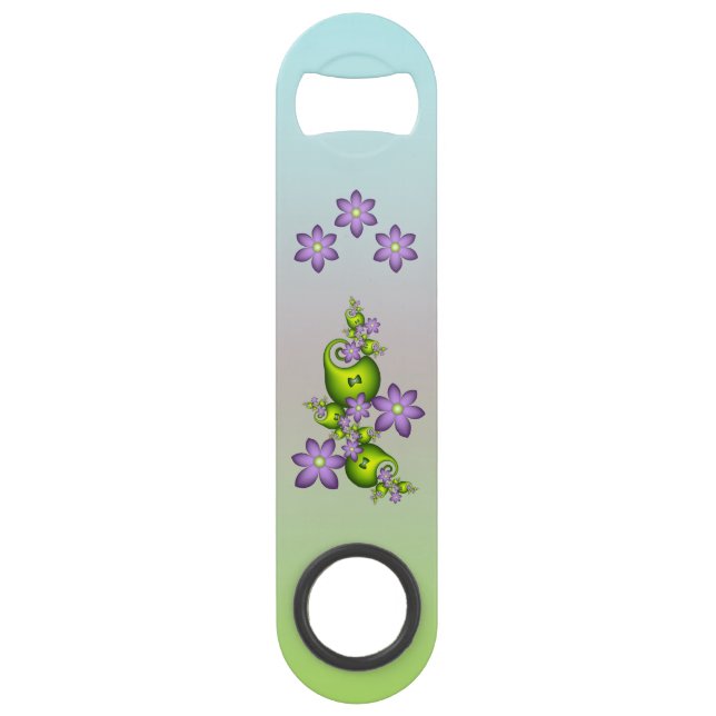 Floral Fantasy Lilac Flowers Green Shapes Fractal (Front)