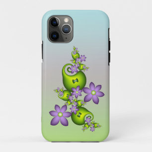 Floral Fantasy Lilac Flowers Green Shapes Fractal iPhone 11 Pro Case