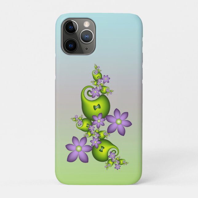 Floral Fantasy Lilac Flowers Green Shapes Fractal Case-Mate iPhone Case (Back)