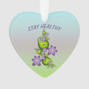 Floral Fantasy Lilac Flowers Green Shapes Fractal Ornament