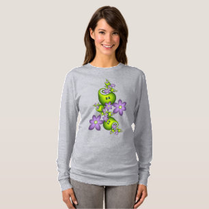 Floral Fantasy Lilac Flowers Green Shapes Fractal T-Shirt