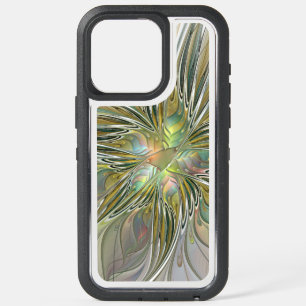 Floral Fantasy Modern Fractal Art Flower With Gold