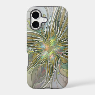 Floral Fantasy Modern Fractal Art Flower With Gold