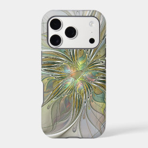Floral Fantasy Modern Fractal Art Flower With Gold