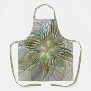 Floral Fantasy Modern Fractal Art Flower With Gold Apron