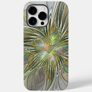 Floral Fantasy Modern Fractal Art Flower With Gold Case-Mate iPhone 14 Pro Max Case