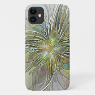 Floral Fantasy Modern Fractal Art Flower With Gold iPhone 11 Case