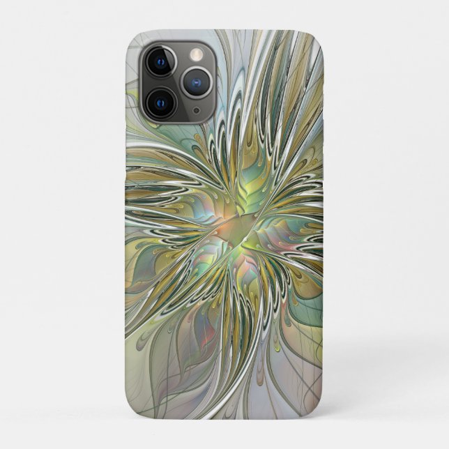 Floral Fantasy Modern Fractal Art Flower With Gold Case-Mate iPhone Case (Back)