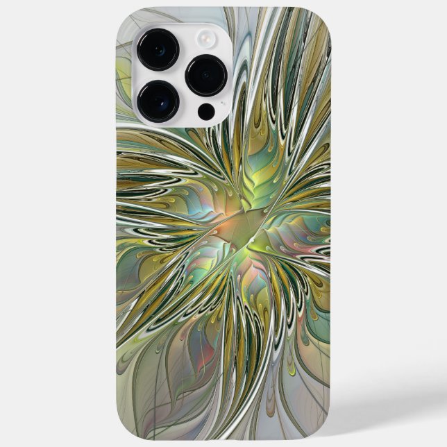 Floral Fantasy Modern Fractal Art Flower With Gold Case-Mate iPhone Case (Back)