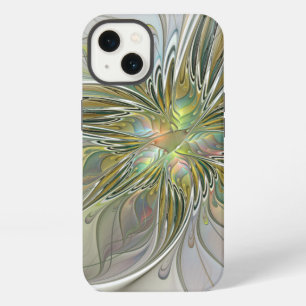 Floral Fantasy Modern Fractal Art Flower With Gold iPhone 13 Case
