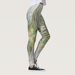 Floral Fantasy Modern Fractal Art Flower With Gold Leggings