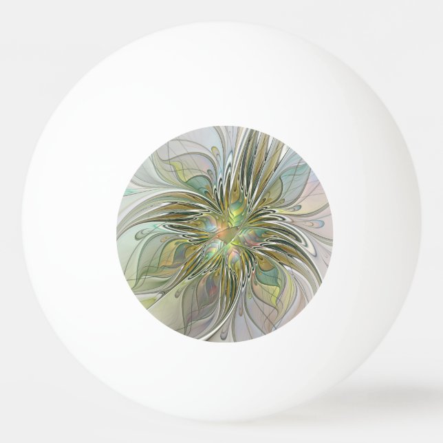 Floral Fantasy Modern Fractal Art Flower With Gold Ping Pong Ball (Front)
