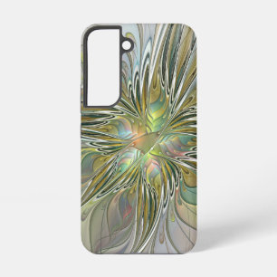 Floral Fantasy Modern Fractal Art Flower With Gold Samsung Galaxy Case