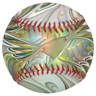 Floral Fantasy Modern Fractal Art Flower With Gold Softball