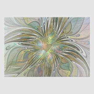 Floral Fantasy Modern Fractal Art Flower With Gold Tissue Paper