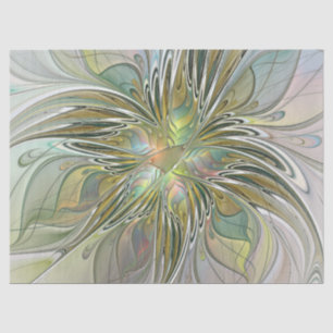 Floral Fantasy Modern Fractal Art Flower With Gold Tissue Paper
