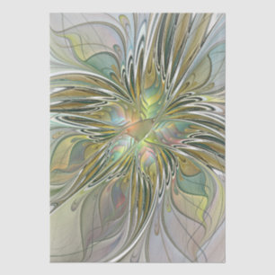 Floral Fantasy Modern Fractal Art Flower With Gold Tissue Paper