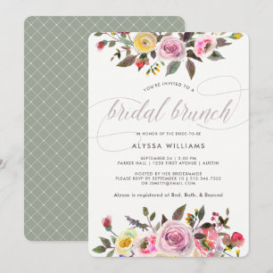Floral Fantasy   Modern Watercolor Bridal Brunch Invitation