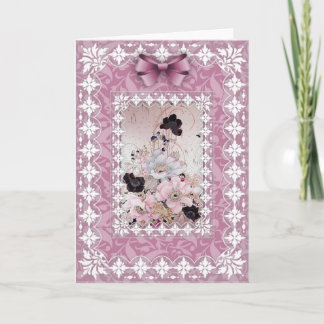 Floral Fantasy 'n Art Deco Lace Greetings Card