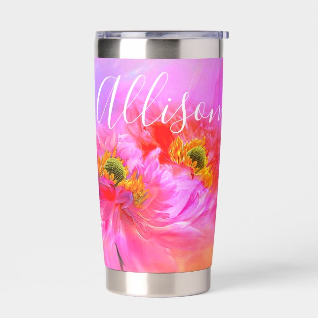Floral fantasy personalised thermal tumbler (Left)