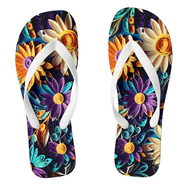 Floral Fantasy: Quilled Paper Art Flip Flops (Footbed)