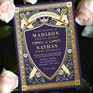 Floral Fantasy Swords Shield Monogram Wedding