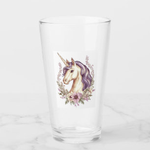 Floral Fantasy Unicorn (1) Glass