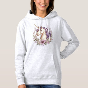 Floral Fantasy Unicorn  (1) Hoodie