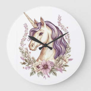 Floral Fantasy Unicorn (1) Large Clock